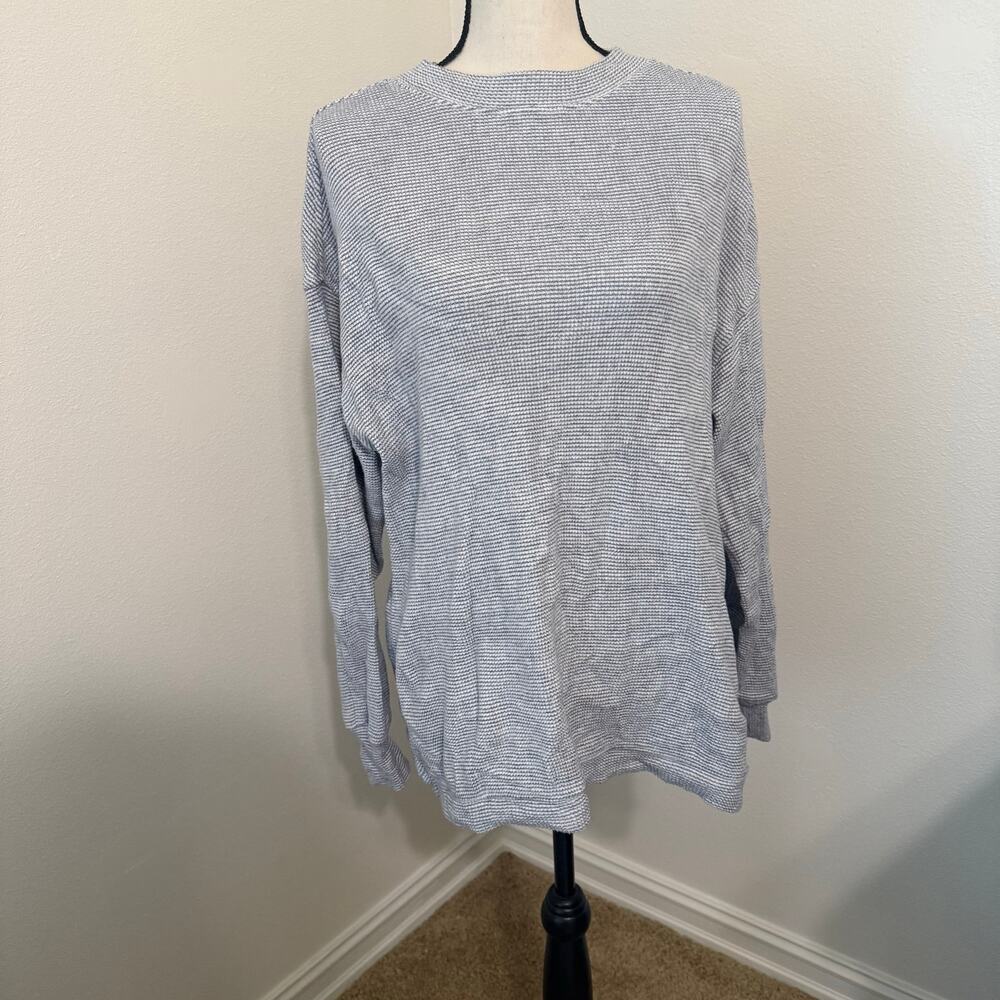 Aerie Gray Oversized Waffle Knit Crewneck Sweater Womens XS EUC